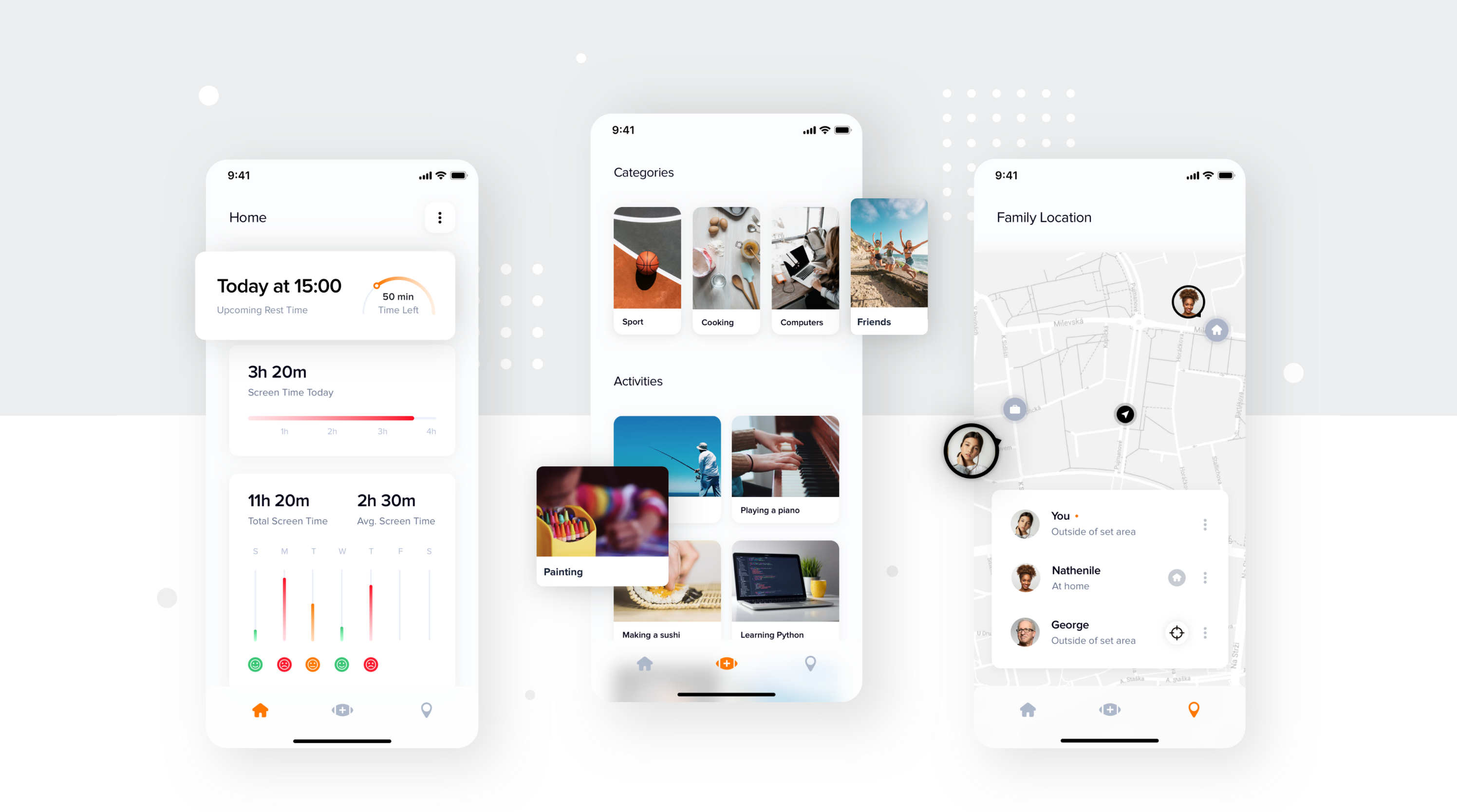 Avast parental control app for kids: screen time, activity ideas and family location screens